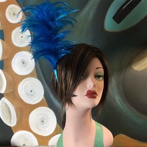 NWT Blue Feather Fascinator Headband